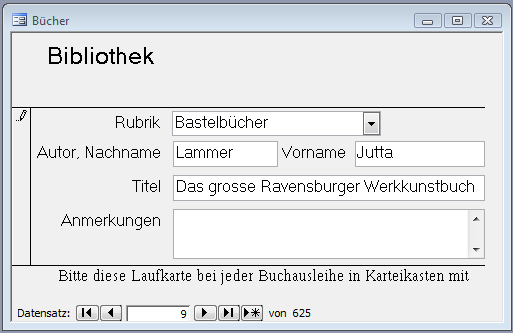 Ansicht einer Bcherkarte: im EDV-Format