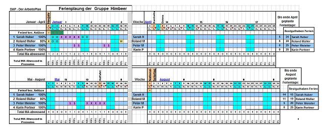 Ausschnitt aus dem Ferienplan